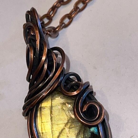 NWT DebbyTammy 18”necklace handmade Labradorite oval stone - Picture 7 of 12